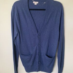 Merona Blue Cardigan Sweater V-Neck Knit wool acrylic blend SZ S